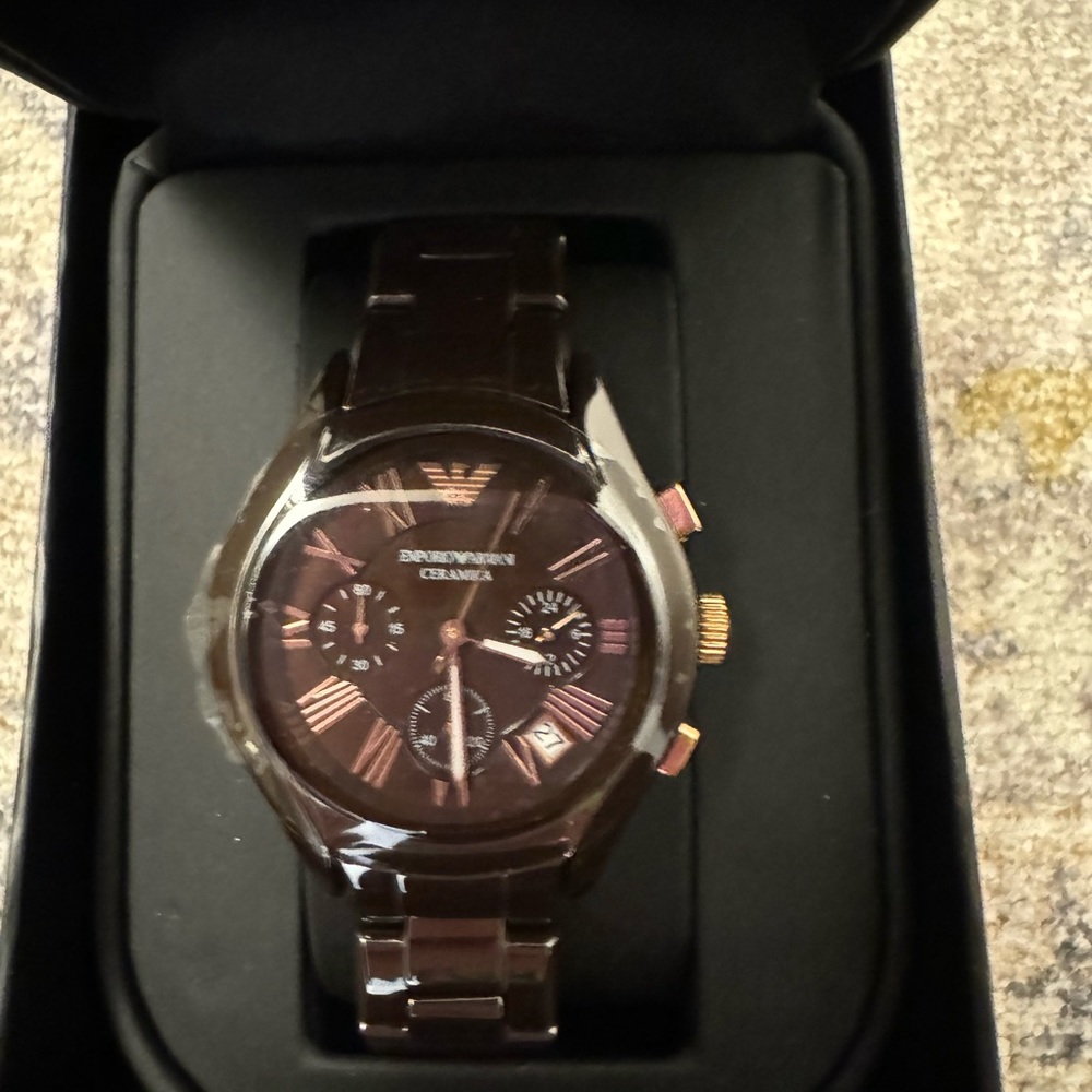 Emporio Armani Chocolate Brown Ceramic Watch - unisex (new in box)
